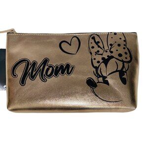 NEW Disney Minnie Mouse MOM Rose Gold Cosmetic Makeup Bag 12" x 7" x 4"